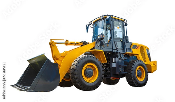 Obraz Grader and Excavator Construction Equipment with clipping path isolated on white background
