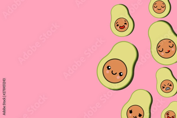 Fototapeta Banner template with place for text - funny Emoji avocado Vector illustration