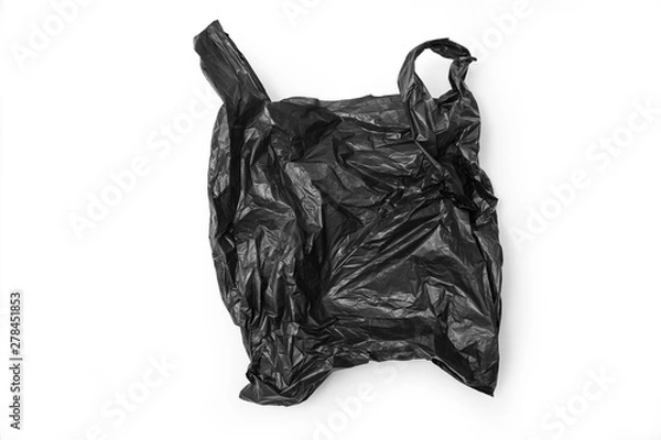 Obraz Black plastic bag isolated on white