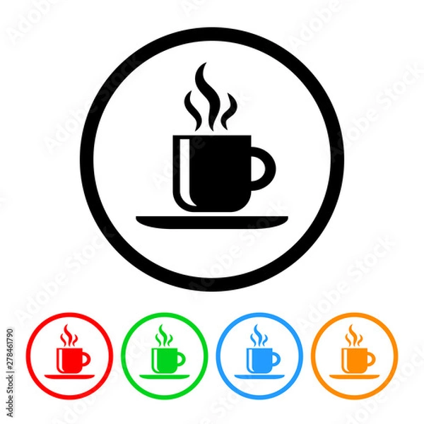 Obraz Steaming cup of coffee icon vector coffee mug illustration cafe design element with four color variations