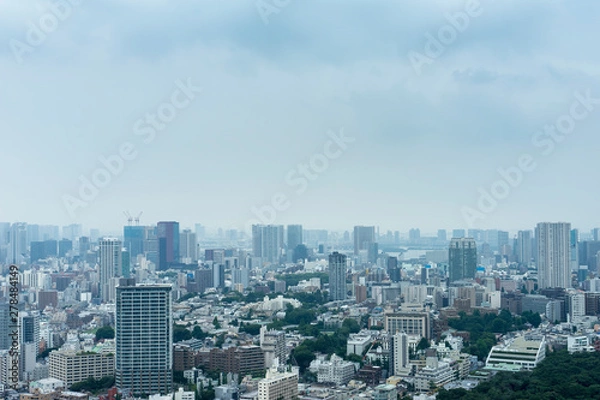 Fototapeta 梅雨空の東京　高層ビルからの眺望