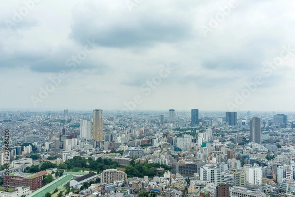 Fototapeta 梅雨空の東京　高層ビルからの眺望