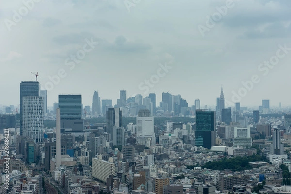 Fototapeta 梅雨空の東京　高層ビルからの眺望