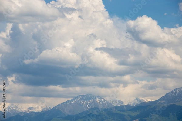 Fototapeta Clouds in the bright sky in the summer