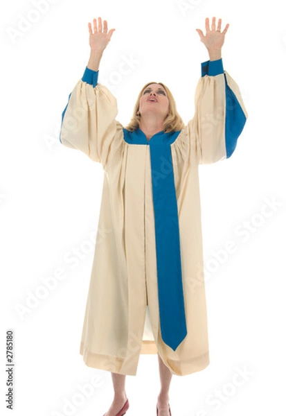 Fototapeta woman raising hands in praise