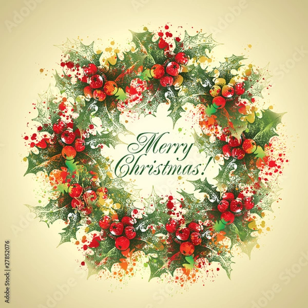 Obraz Christmas holly wreath