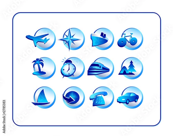Obraz travel icon set - blue