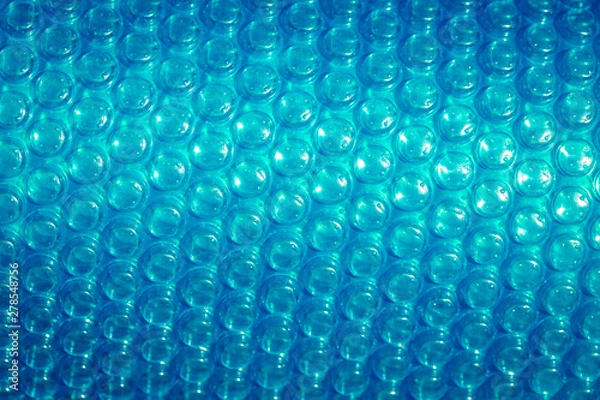 Obraz Plastic blue bubble wrap texture background, close up.