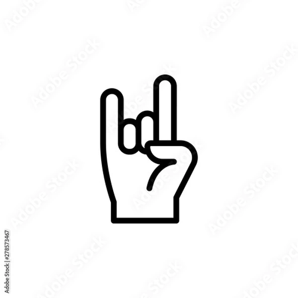 Fototapeta Hand rock gesture outline icon. Element of hand gesture illustration icon. signs, symbols can be used for web, logo, mobile app, UI, UX