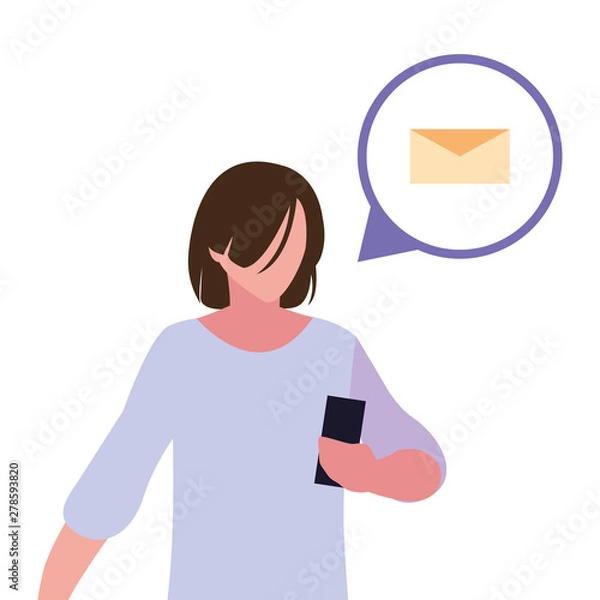 Fototapeta young man using smartphone social media