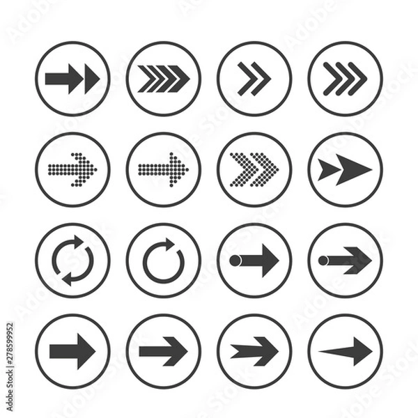 Fototapeta Arrow icon set. Vector illustration, flat design.