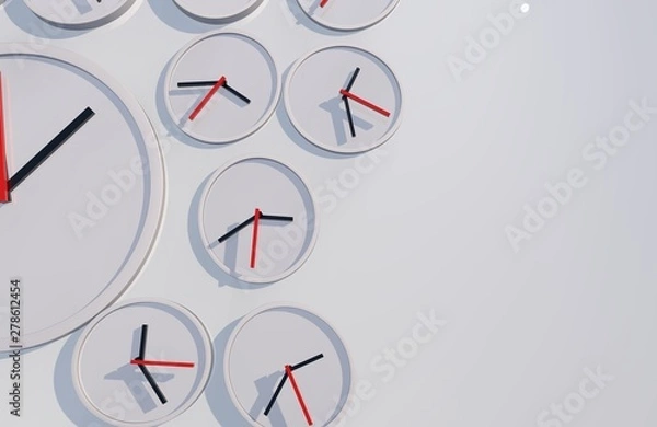 Fototapeta White classic analogue clock on a white background, 3D render