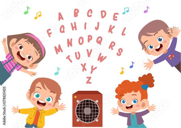 Obraz cute kid alphabet vector set