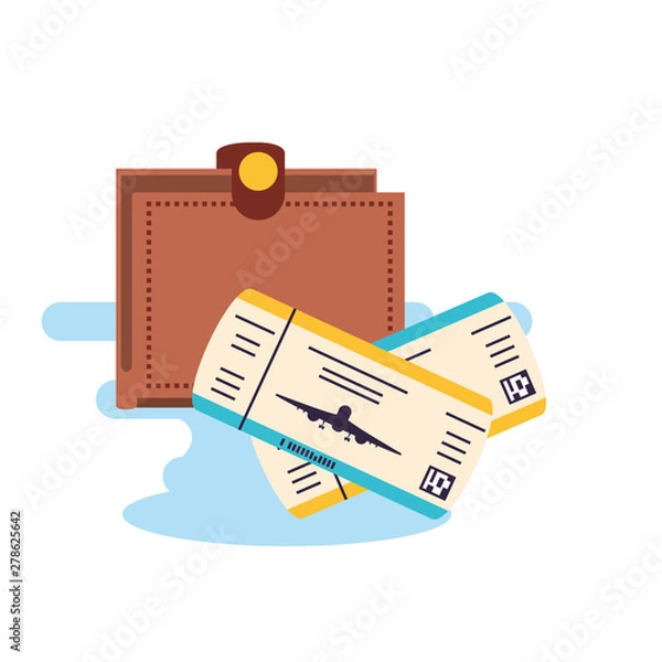 Fototapeta wallet with ticket flight document