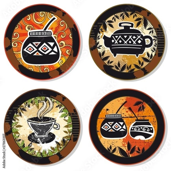 Obraz Drink coasters - coffee, tea, yerba mate theme