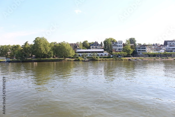 Obraz Houses on water on Rhine river in Wiesbaden