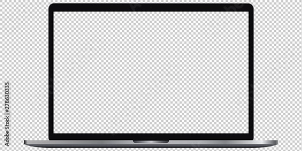 Obraz Laptop mockup with transparent screen. Brand new Modern computer vector illustration, ideal for websites, ui/ux and product presentation.