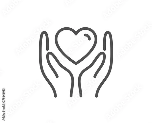 Fototapeta Hold heart line icon. Friends love sign. Friendship hand symbol. Quality design element. Linear style hold heart icon. Editable stroke. Vector