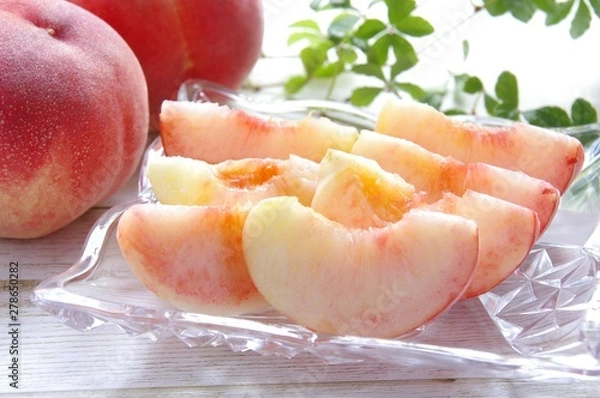 Obraz カットした桃　デザート