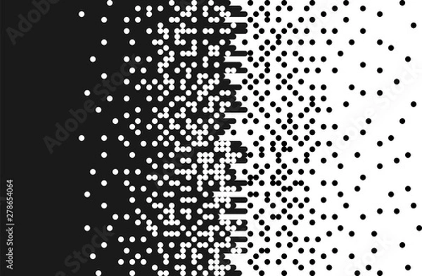 Obraz The pixels are randomly scattered, dispersed, round, rounded. Vector abstract monochrome style. Pattern, background. Monochrome style.