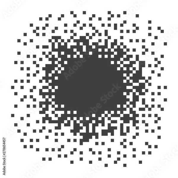 Fototapeta Pixel dark illustration. The element dissolves into many squares. Vector objects isolated on background.