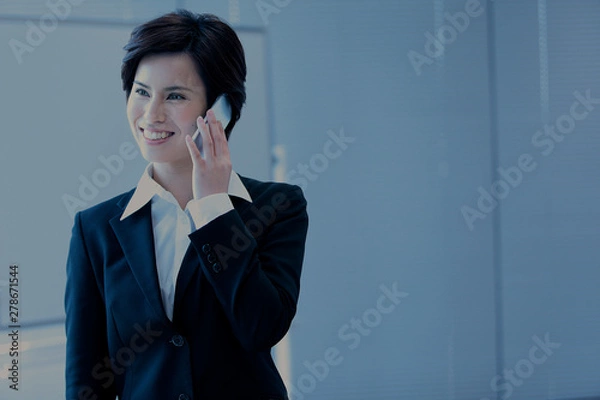 Fototapeta スマートフォンで通話するビジネスウーマン