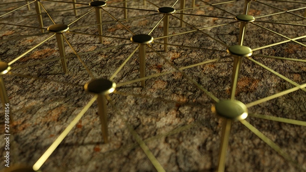 Fototapeta Linked Conceptual Teamwork. Network, Networking, Connect. Abstract Networking. 3D Rendering.