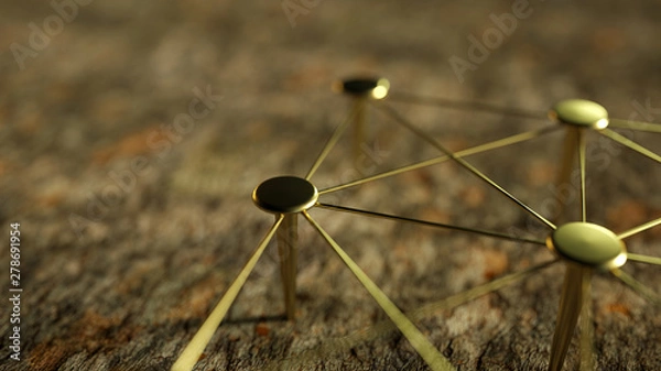 Fototapeta Linked Conceptual Teamwork. Network, Networking, Connect. Abstract Networking. 3D Rendering.