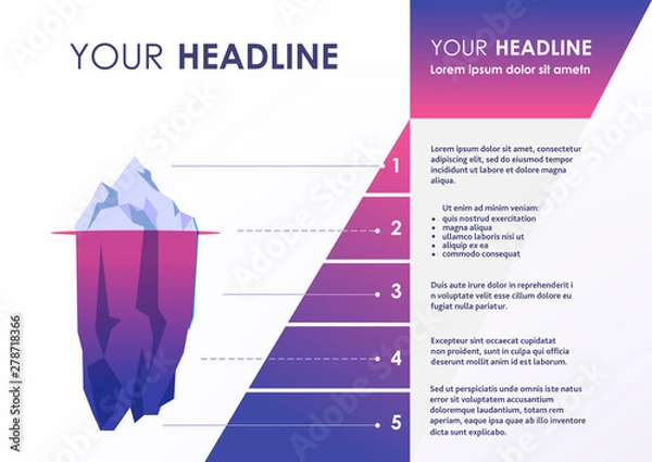 Obraz Clean infograpic design with iceberg illustration. Vector image.