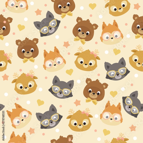 Obraz Forest/woodland animals seamless pattern.