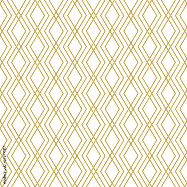 Fototapeta Bezszwowe wektor geometryczny wzór z liniowymi rombami w kolorze złotym