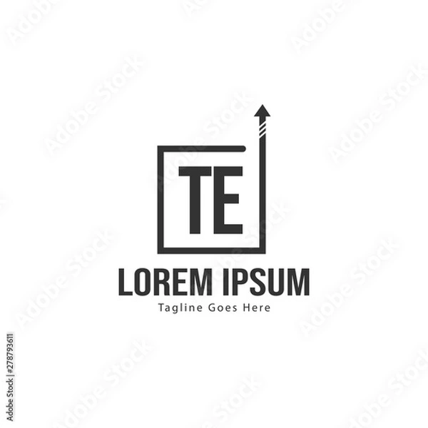 Obraz Initial TE logo template with modern frame. Minimalist TE letter logo vector illustration