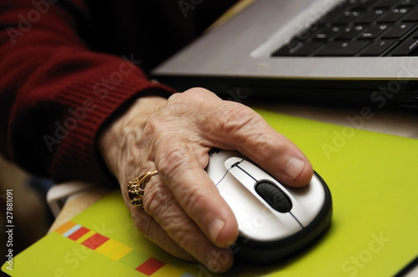 Obraz Senior working on computer