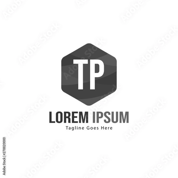Fototapeta Initial TP logo template with modern frame. Minimalist TP letter logo vector illustration