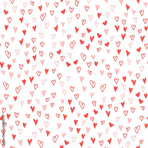 Fototapeta Vector seamless pattern. Many hearts. Background for Valentain day, love. For prints, invitation, wedding design, printing on fabric.
