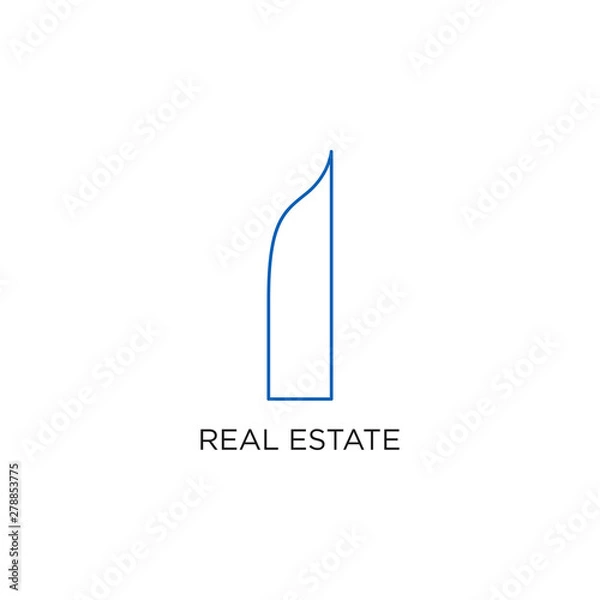 Fototapeta Real Estate Logo, Building, or Home, Design Vector With Line, linear, style, or mono line.