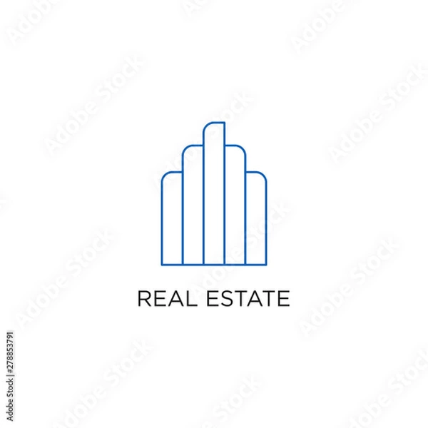 Fototapeta Real Estate Logo, Building, or Home, Design Vector With Line, linear, style, or mono line.