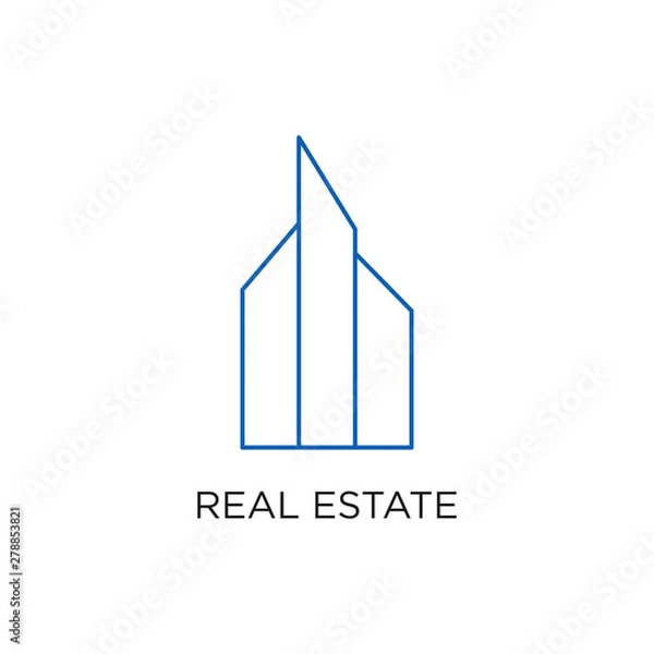 Fototapeta Real Estate Logo, Building, or Home, Design Vector With Line, linear, style, or mono line.