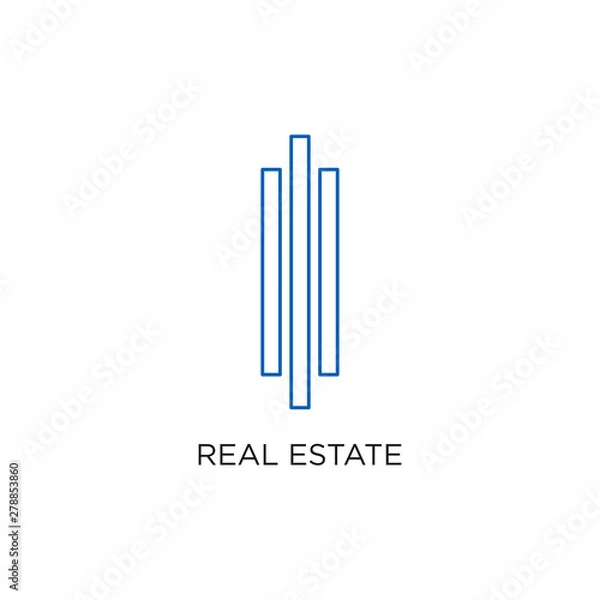 Fototapeta Real Estate Logo, Building, or Home, Design Vector With Line, linear, style, or mono line.