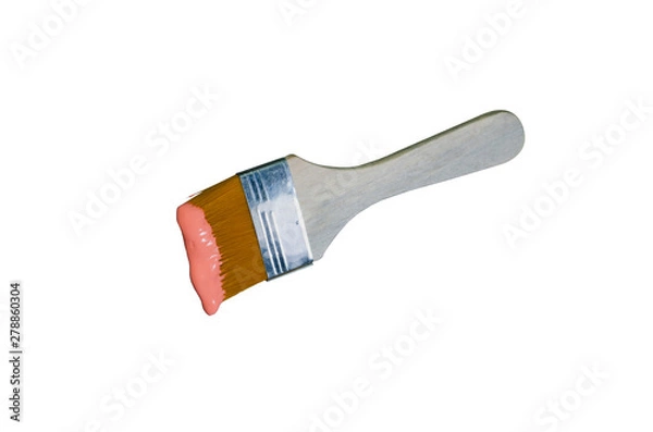 Fototapeta paint brush on white background with paint spots of various colors