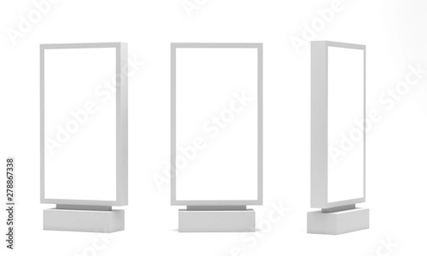 Fototapeta Vertical blank billboard isolated on white background