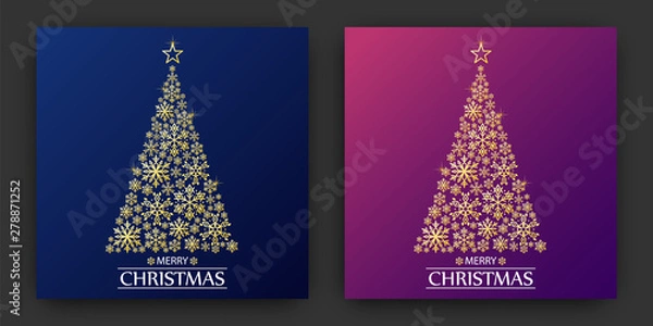 Fototapeta Vector illustration of a Christmas tree made from snowflakes.