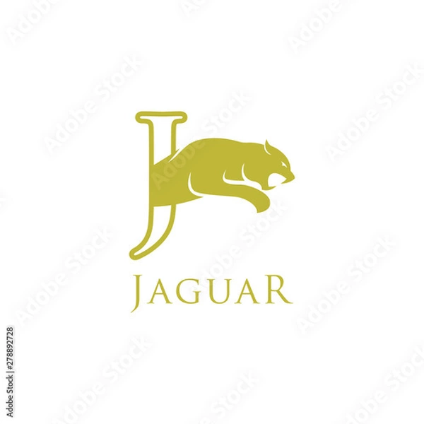 Fototapeta simple elegant roaring jaguar logo icon illustration vector template design. 