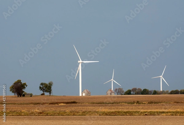 Fototapeta Wind turbine and farm field