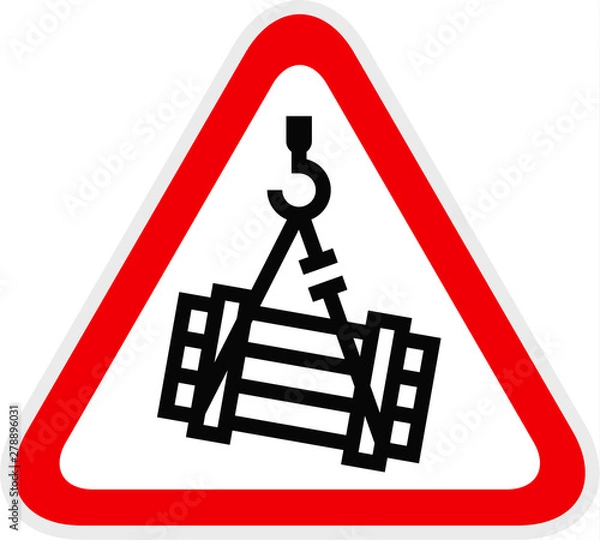 Fototapeta Triangular red Warning Hazard Symbol, vector illustration