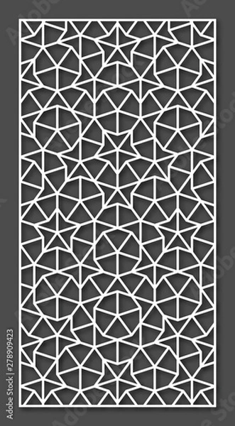 Obraz Laser cutting panel. A Penrose tiling. Vector geometric template.
