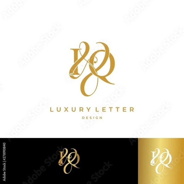 Fototapeta I & Q / IQ logo initial vector mark. Initial letter I and Q IQ logo luxury vector logo template.