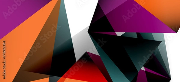 Fototapeta Triangle geometric background in trendy style on light background. Retro vector illustration. Colorful bright. Trendy modern style. Vector business illustration.