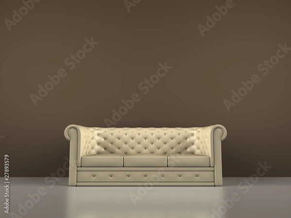 Fototapeta A render of an interior scene with a sofa