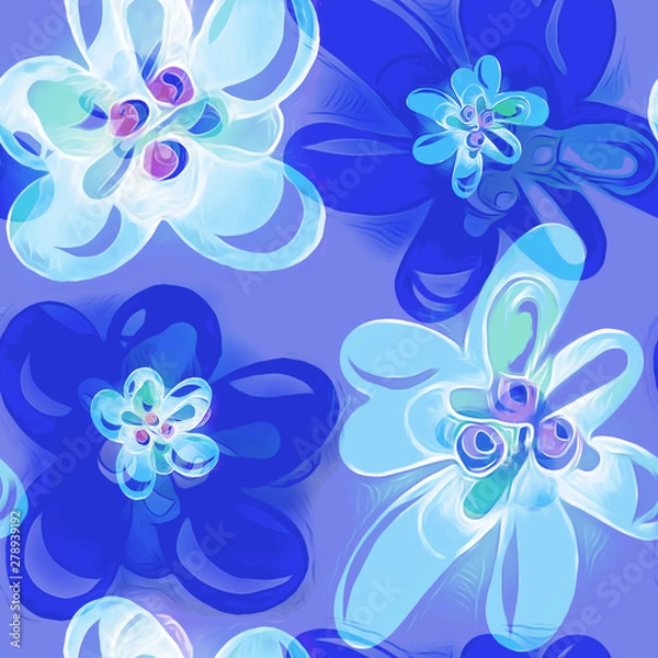 Fototapeta Floral seamless pattern. Watercolor hand painted background.